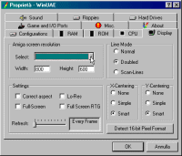 A me piace usare il WinUAE in una finestra di Windows, se è così anche per voi, allora settate il WinUAE come è nella foto